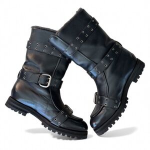 Jimmy Choo ONYX Shearling Moto Boots – Size 37.5 / US 7.5 – Made in Italy